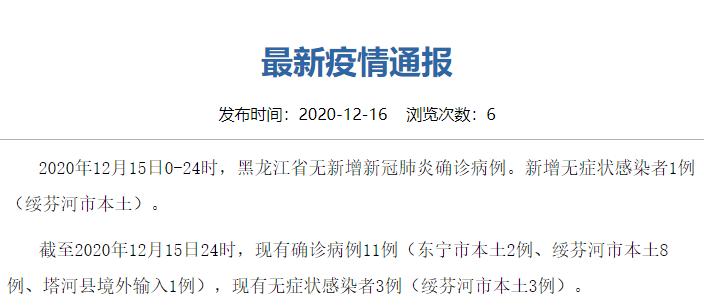 【黑龙江省疫情新增病例/黑龙江省疫情情况通报】
