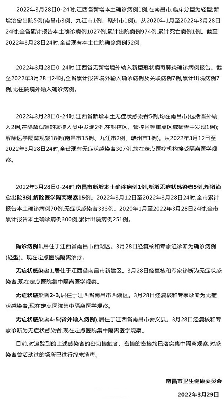 【南昌疫情通报最新/南昌疫情最新通告】