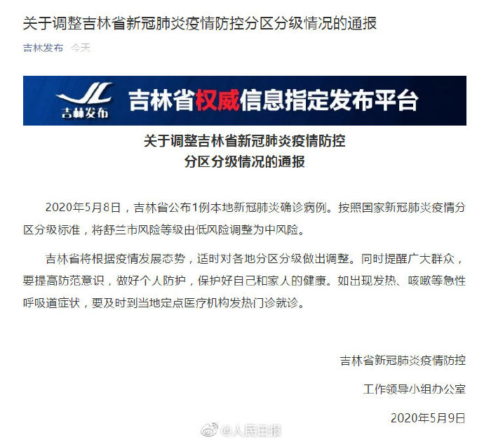 【吉林省肺炎疫情官方/吉林省疫情通报官网】